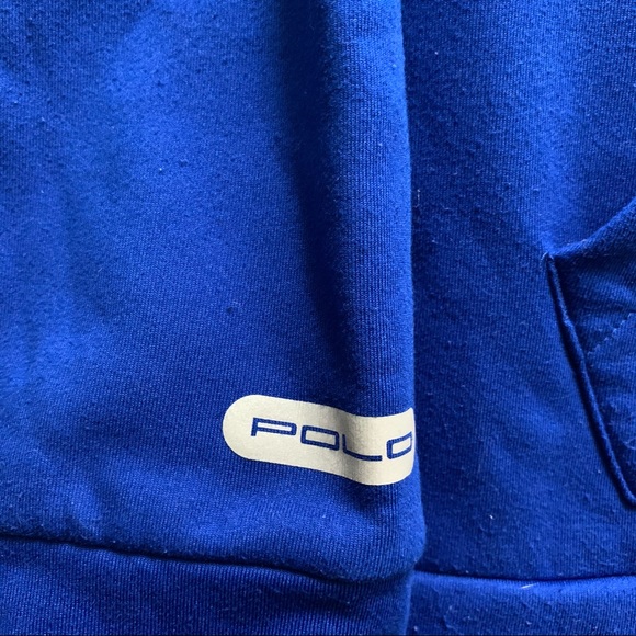 Polo Ralph Lauren Blue Hoodie Sweatshirt Big Horse Yellow Boys Youth Large - Picture 3 of 5